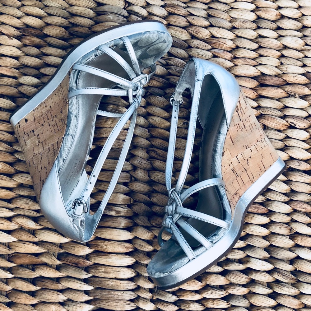 •COACH• Joselyn Silver Metallic Espadrilles